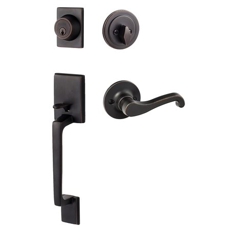 SURE-LOC HARDWARE Sure-Loc Hardware Coronado Handleset with Round Thumb Turn, Sage Lever Handleset Trim, Vintage Bronze, Right Hand CN507-R-SG RH 11P